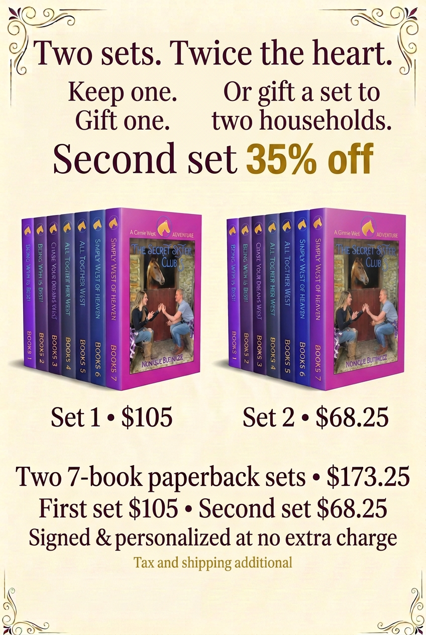 Two identical seven-book paperback sets with gifting options